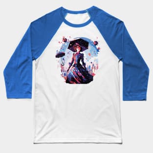 Bright Cyberpunk Mary Poppins Original Lineart Baseball T-Shirt